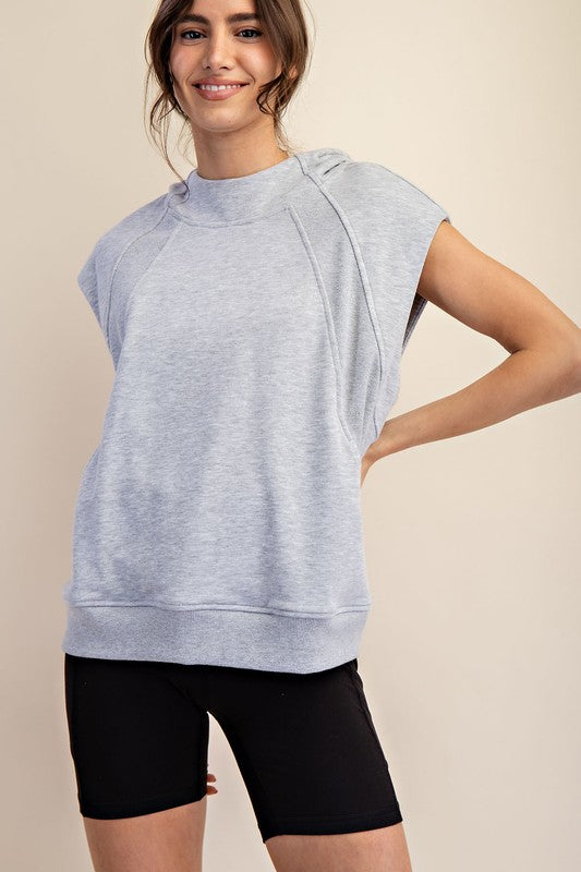 French Terry Oversized Sleeveless Hoodie