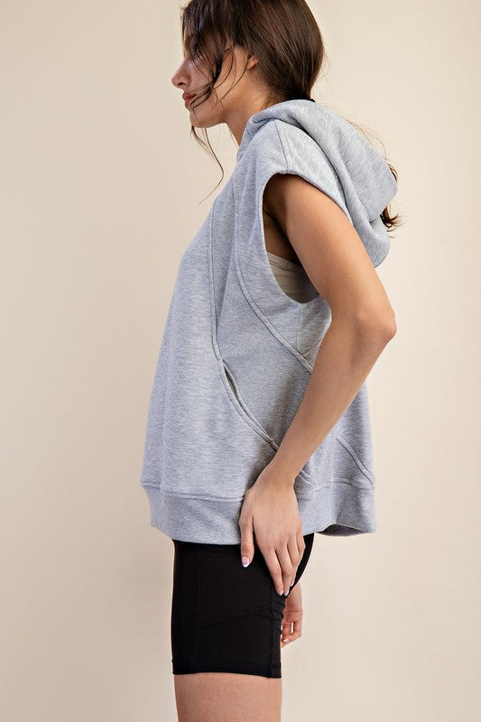 French Terry Oversized Sleeveless Hoodie