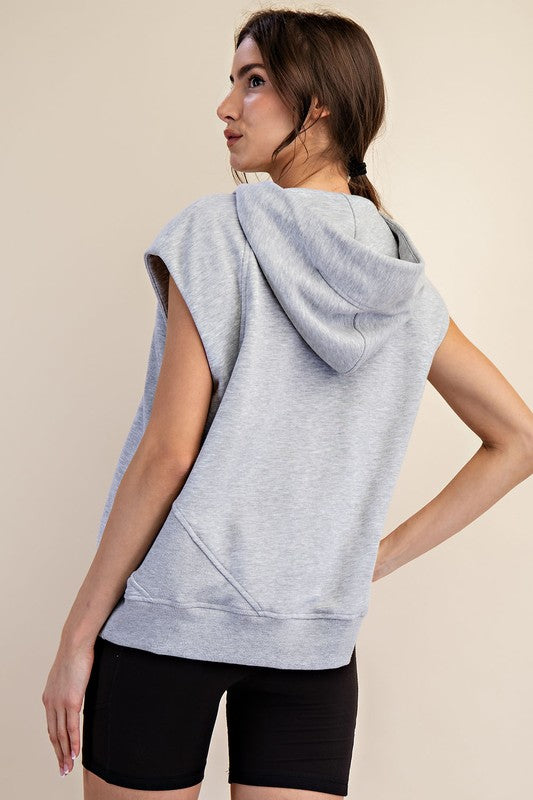 French Terry Oversized Sleeveless Hoodie