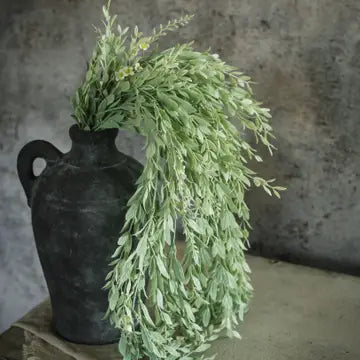 33" Cream mini flower boxwood hanging bush