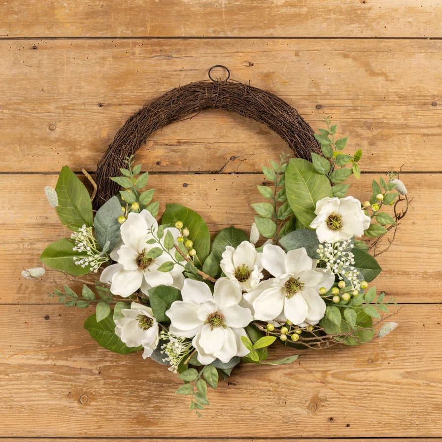 24" Cream magnolia wreath
