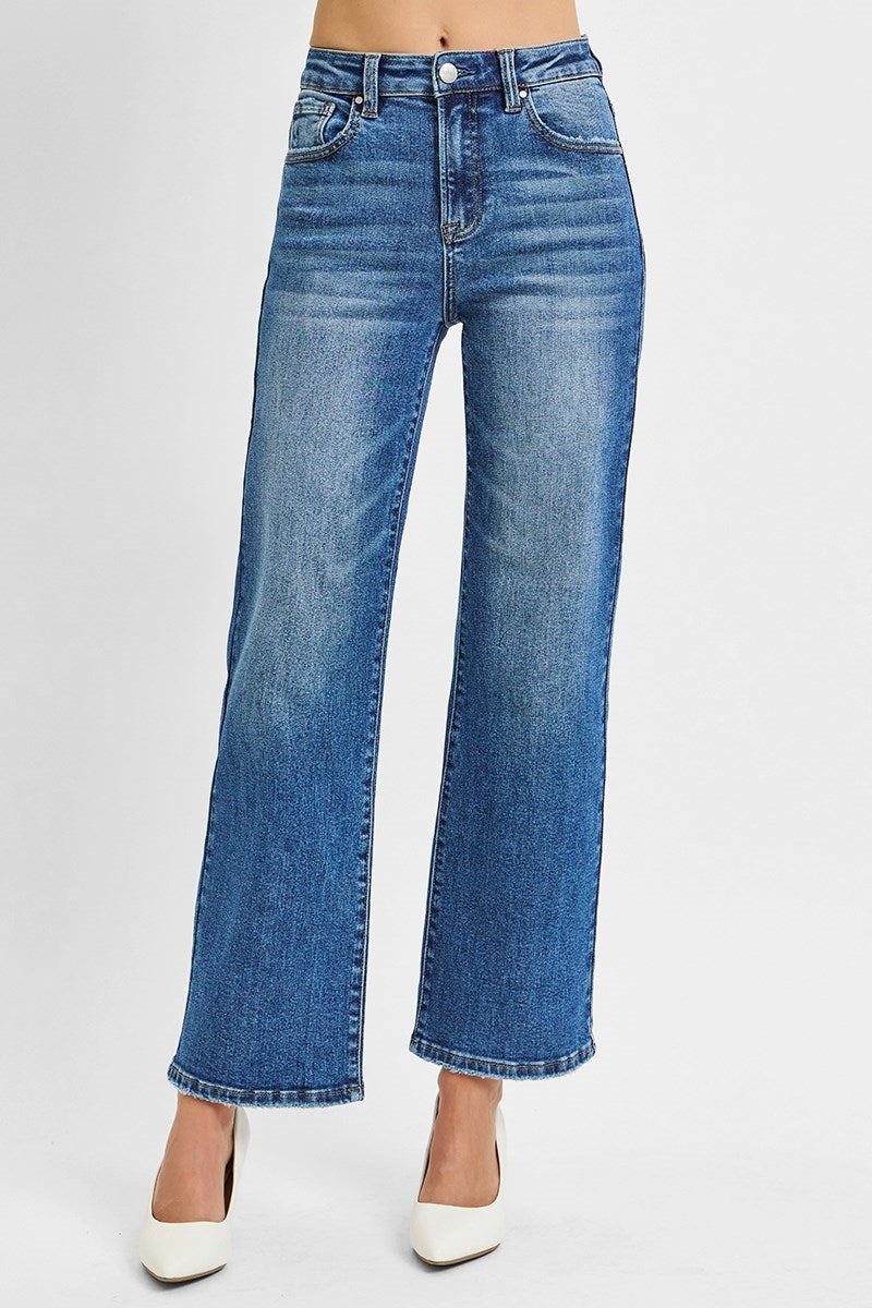 Curvy Risen High Rise Straight Relaxed Jeans