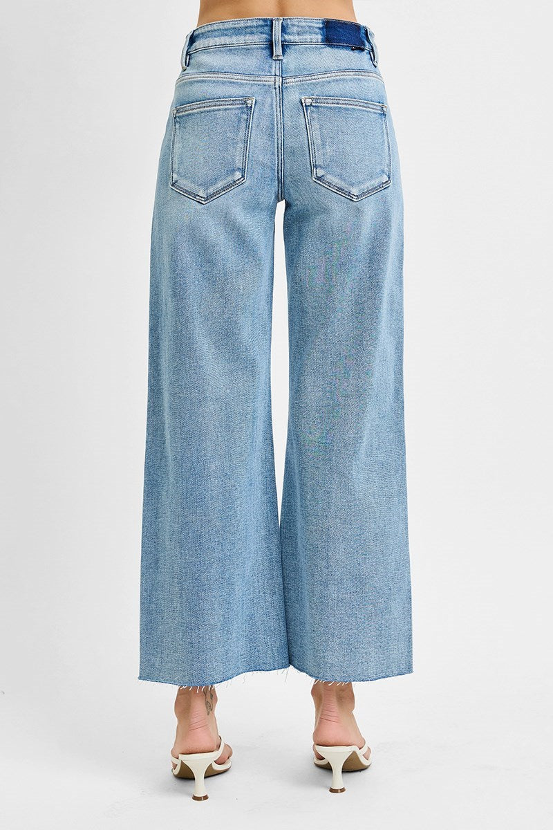 Risen Mid-Rise Crop Wide Jeans