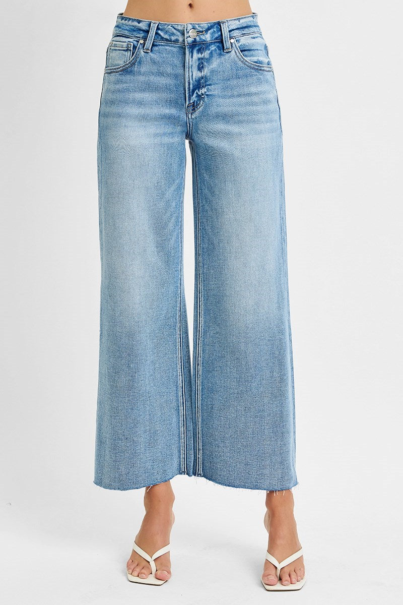 Risen Mid-Rise Crop Wide Jeans