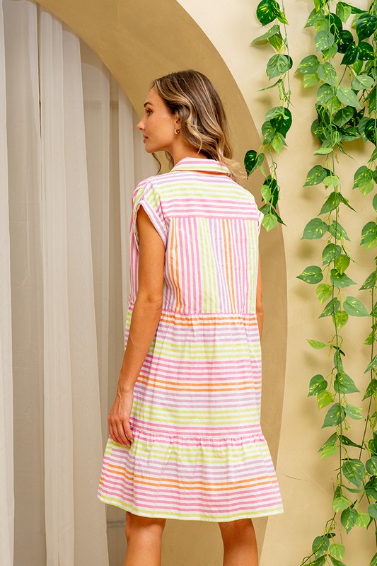 Colorful stripe dress tier dress