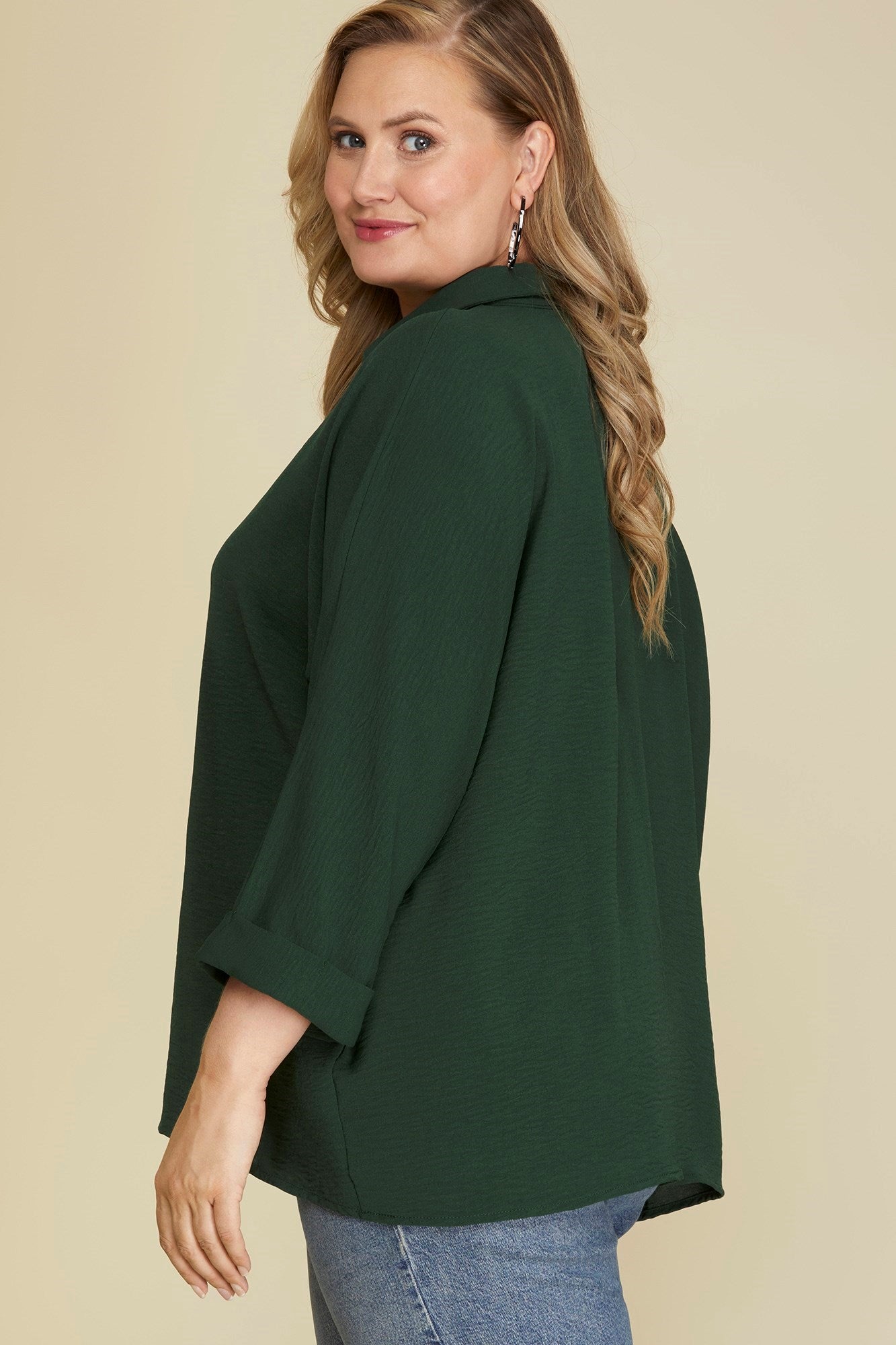 Curvy Woven Top with Collar