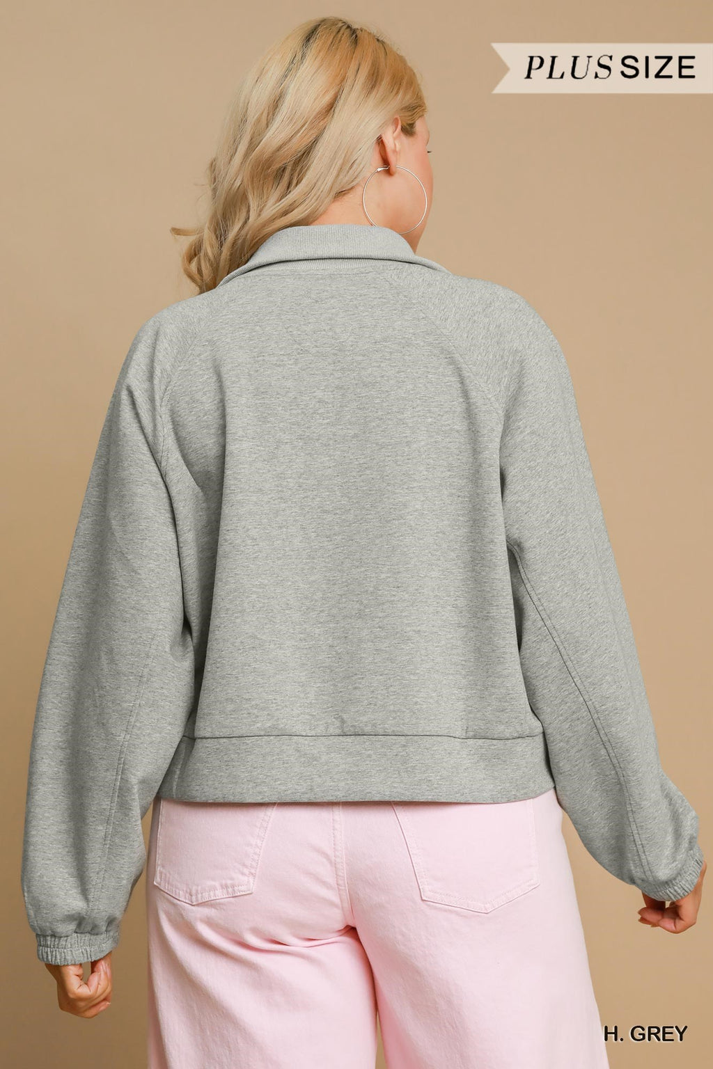 Curvy Luxe Knit Half Zip Cropped Sweatshirt
