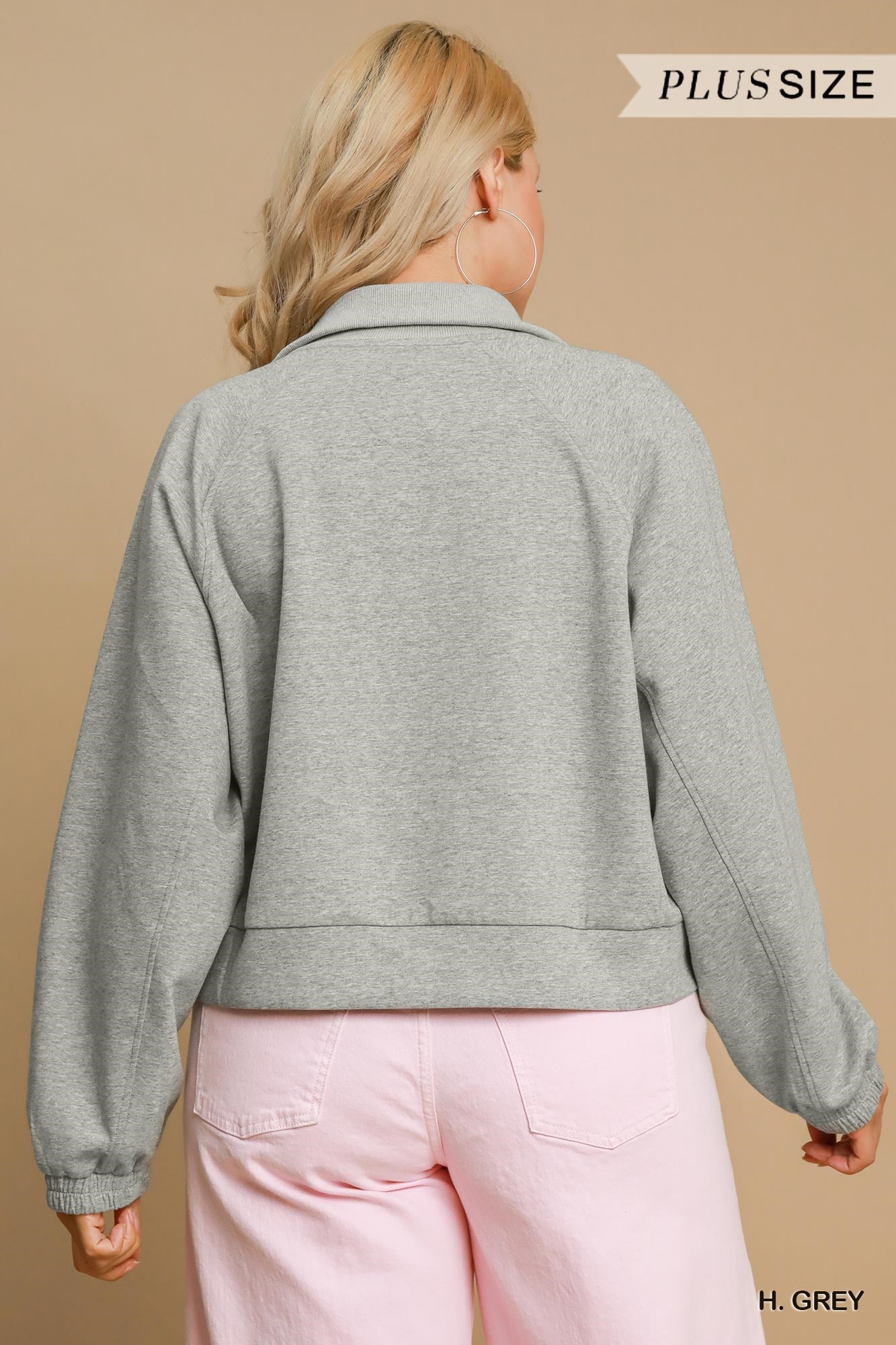 Curvy Luxe Knit Half Zip Cropped Sweatshirt