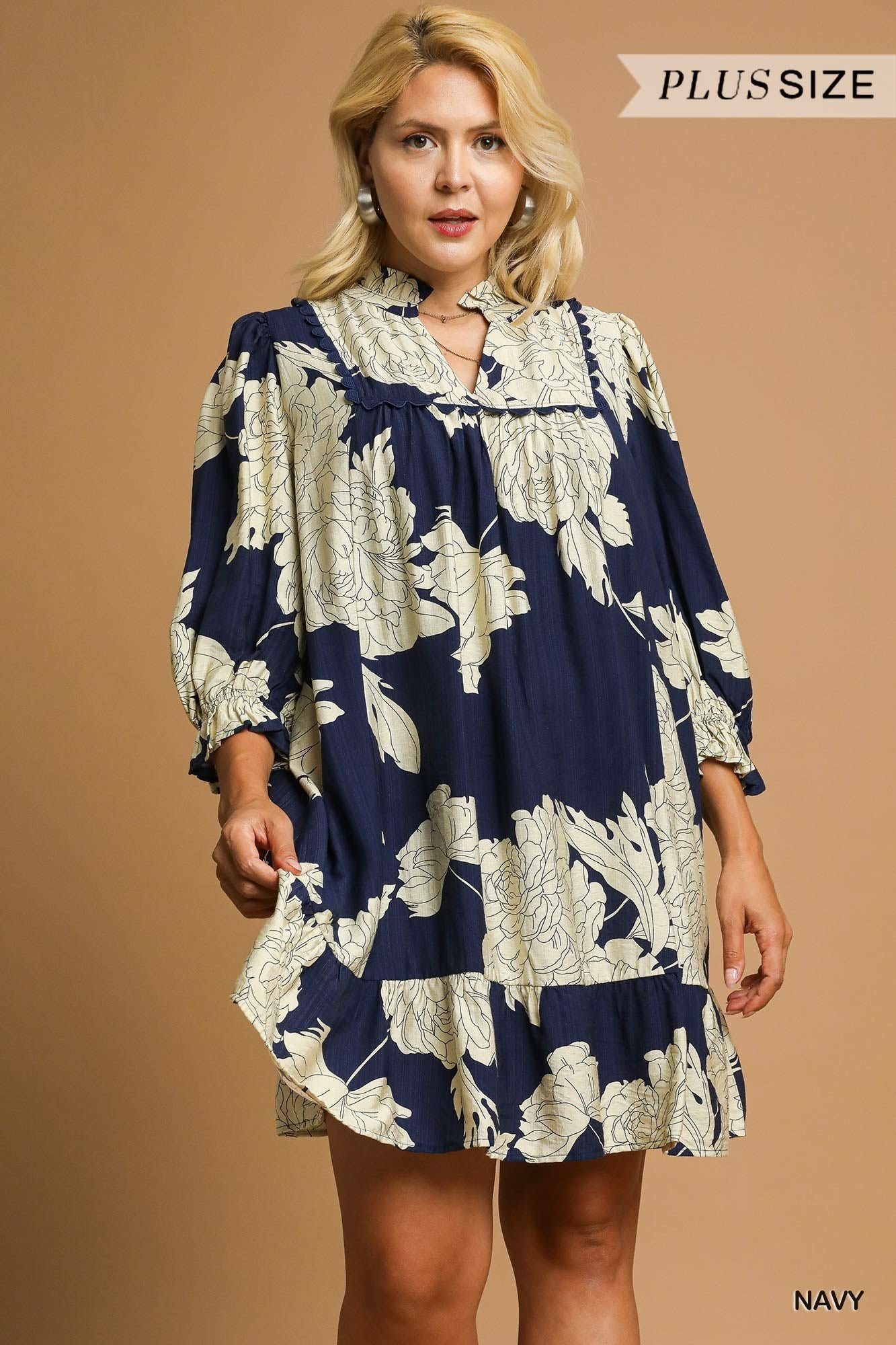 Curvy Navy Floral Dress