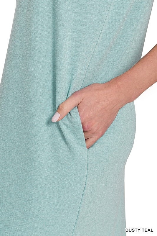 French Terry Sleeveless Midi Dress