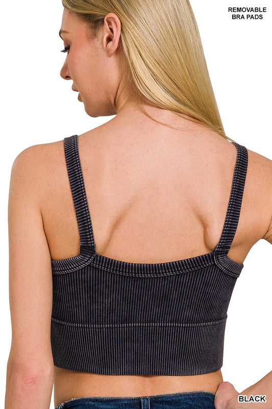 V-neck seamless cropped bra