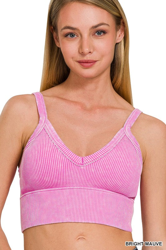 V-neck seamless cropped bra
