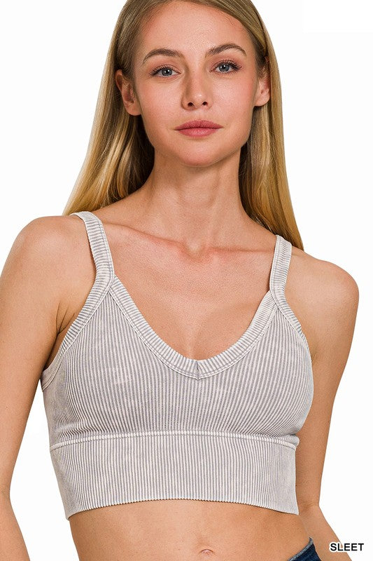 V-neck seamless cropped bra