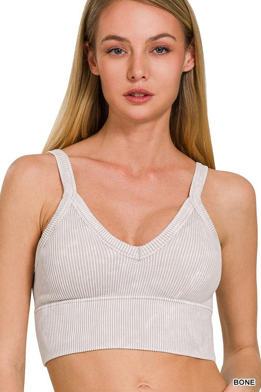 V-neck seamless cropped bra