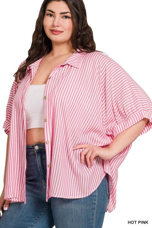 Curvy Rayon stripe shirt