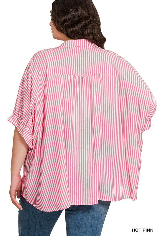 Curvy Rayon stripe shirt