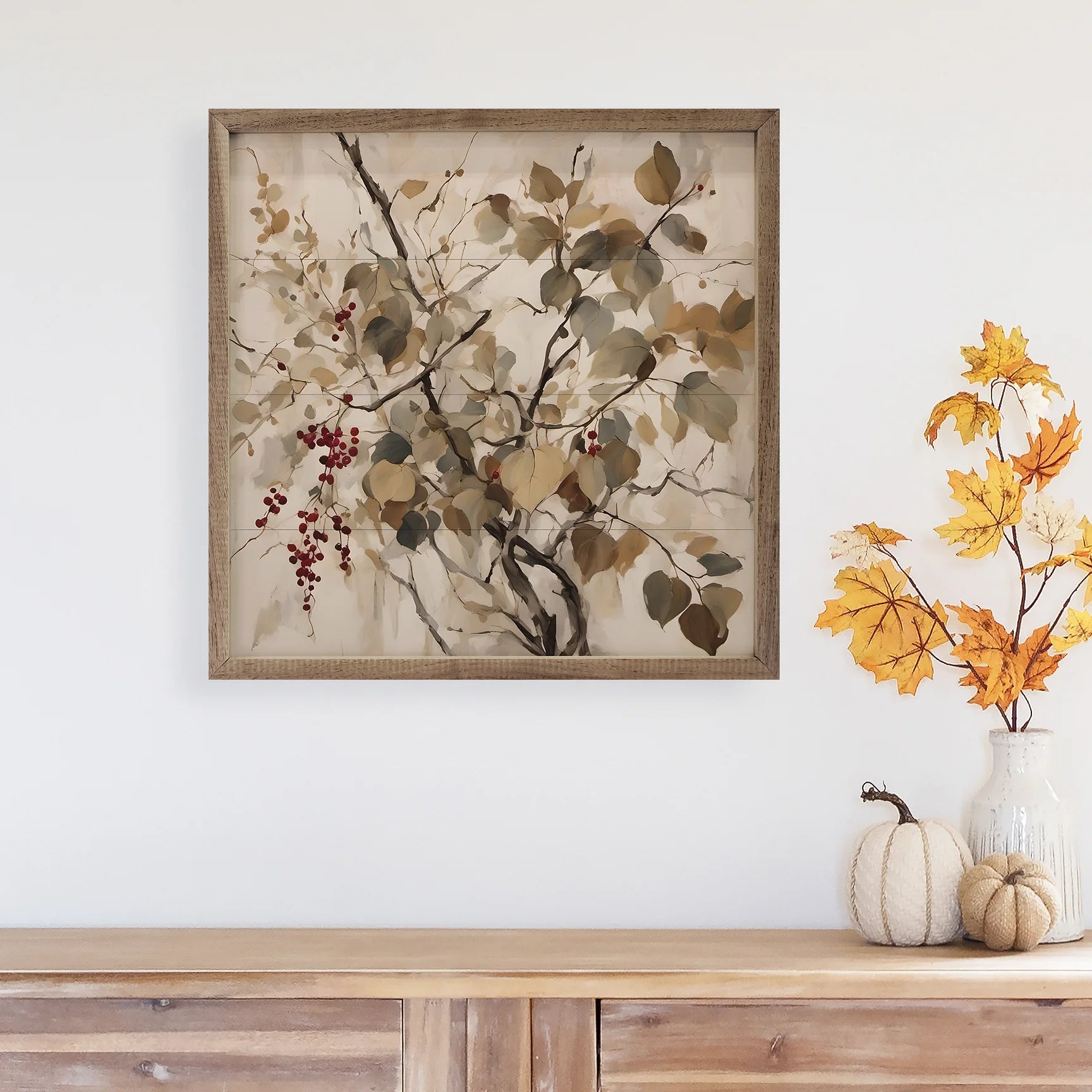 Red Berries On Branch Art 12x12